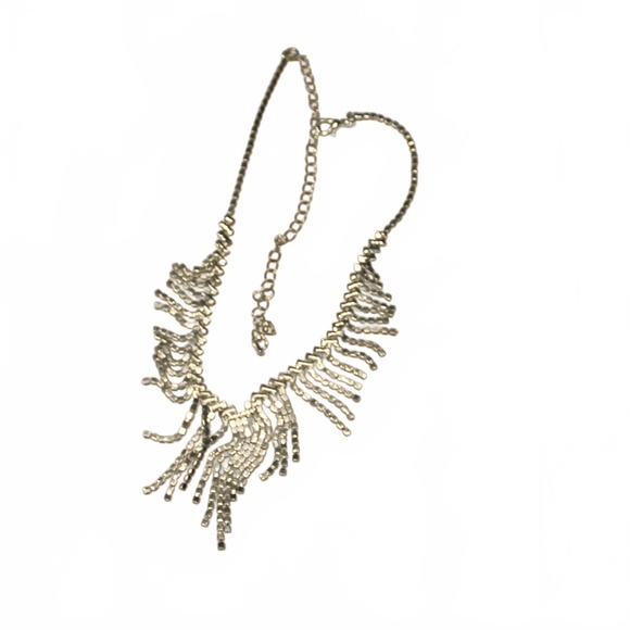 Necklace, Rhinestone Fringe Stye, Silvertone - Picture 4 of 6